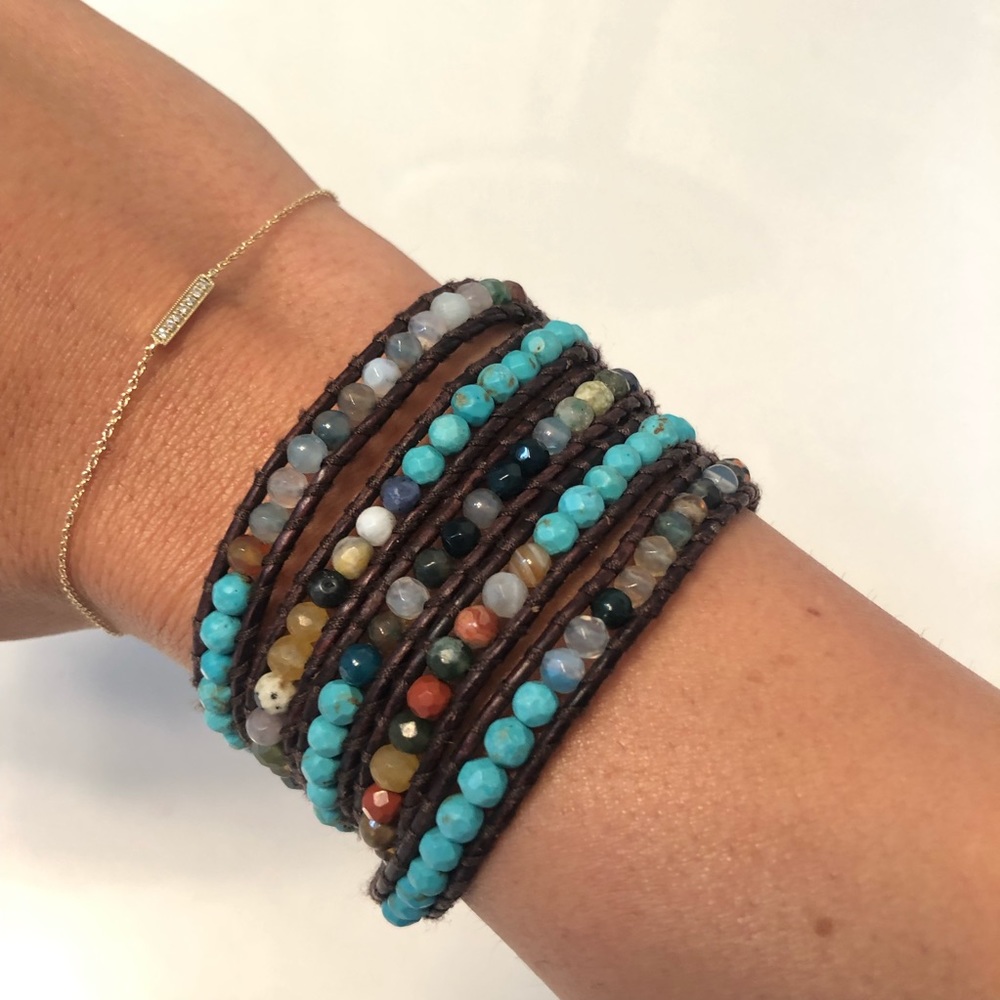 Chan Luu Turquoise Agate Mix Five Wrap Bracelet
